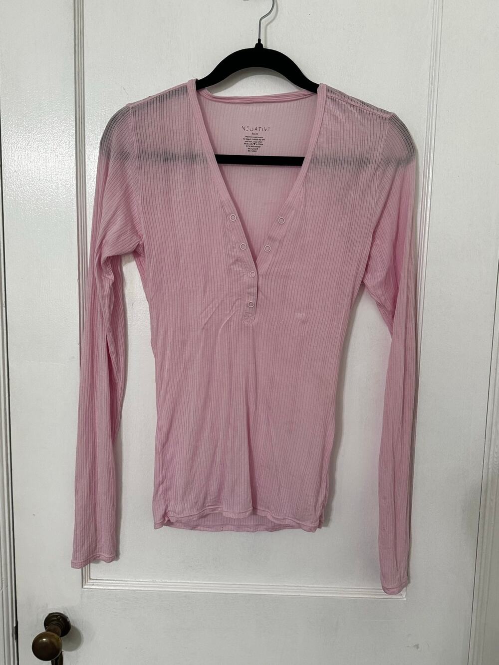 Pink Negative Whipped Henley Tee